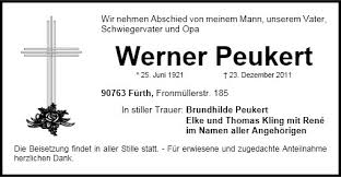 Anzeige für Werner Peukert - 117230