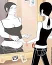 girl looking in mirror image