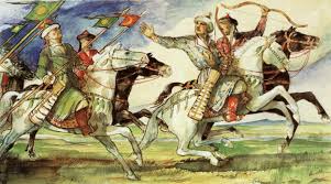 László Gyula akvarellje a honfoglaló lovasokat mutatja. Árpád népe