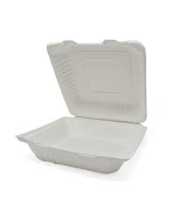 9" x 9" x 3" Sugarcane Bagasse Takeout Box - SmartPack USA