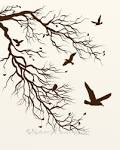 Bare Tree Branch 8 x 10 Print Flying Birds by NaturesHeavenlyArt
