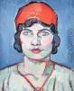 Samuel John Peploe: · Portrait of a Girl, Red Bandeau, c.1912 reproduction