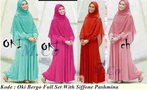 GROSIR BAJU MUSLIM OKI MAXY FULL SET WITH SIFFONE PASHMINA ...