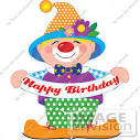 Clip Art Graphic of a Cute And Colorful Party Clown Holding A