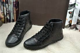 Hot sale black women sequine high top fashion casual lace up ...