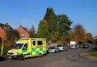 Emergency ambulance, Watery Lane, Newent. Viewed from the entrance to Newent - via Daymix