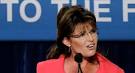 Sarah Palin is shown speaking
