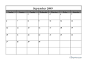 Free Printable September 2009 Monthly Calendar