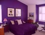 Trendy Dark Purple Bedroom Wall Painted With White Carving Wall ...