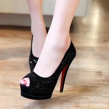 Sexy open toe bling rhinestone high thin heels gold black bride ...