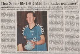 Tina Zuber für DHB-Mädchenkader nominiert (Feb. 2009 ...