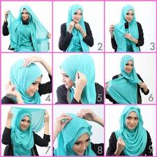 Cara Memakai Jilbab Segi Empat Kreasi