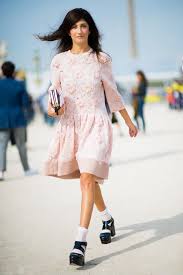 An embellished above-the-knee blush pink dress | Street Style ...