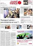 Journal Ouest France (France). Les Unes des journaux de France.