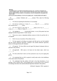 sample divorce papers