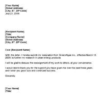 sample of resignation letter