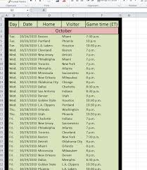 2010-2011 NBA schedule in