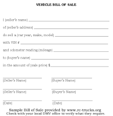 sample bill of sale car