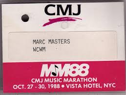 a 1988 CMJ badge (Marcs