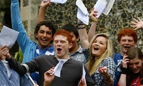 Pupils celebrating GCSE