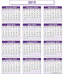 2010 calendar printable