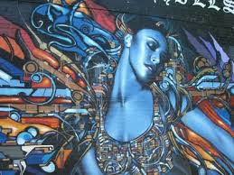 Woman blue Sexy Murals Graffiti Art