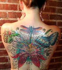 Dragonfly Tattoo On Back Body Girl