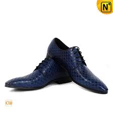 Blue Leather Oxford Dress Shoes for Men CW762082