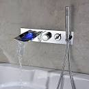 Chrome Finish Color Changing Wall Mount Tub Faucet With Hand ...