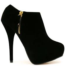 Buy Black Ankle Zip Platform Stiletto Heel Suede Style Shoe Boots