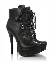 Black High Heel Platform Ankle Boots PU -SheIn(Sheinside)