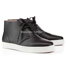 Aliexpress.com : Buy Red Bottom Men Shoes HIGH TOP BLACK CALF FLAT ...