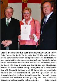 Ursula Schwerin für vorbildlich ehrenamtli-ches Sportengagement ...