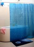 Blue Transparent Mosaic PVC Shower Curtain Y2606 | eBay