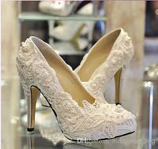 2015 New Romantic Only Beautiful White Lace Ms Pearl Wedding Shoes ...