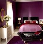 Trendy Dark Purple Bedroom Wall Painted With White Carving Wall ...