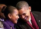 US President Obama and his daughter Sasha laugh during the ...