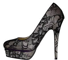 black lace wedding shoes bridal pumps | OneWed.com