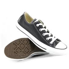 Converse Chuck Taylor Ox Black Leather Womens Trainers ...