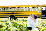 Rent a big yellow school bus for your wedding party