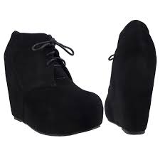 Womens Ankle Boots Sexy Hidden Platform High Heel Wedge Lace Up ...