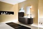 Modern Bathroom with Warm Beige Color and Black Furniture