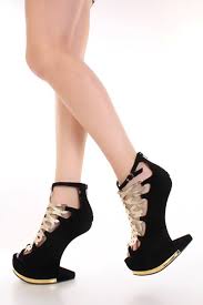 Black Velvet Strappy Center Sexy Curved Wedge Heels Wedges Shoes ...