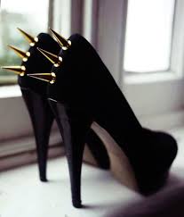 Black High Heel Gold Spiked Pumps - Date: Studded heel shoes By ...