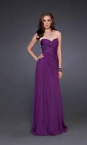 Long Purple Strapless Prom Dress 2011