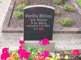 Grab von Christa Willms (geb. Rodow) (20.03.1939-04.12.1967 ... - wz047