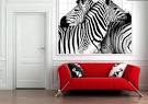 Zebra Couple Murals in Red Living Room Design Ideas - Wallpaper ...