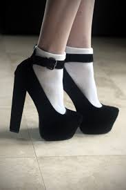 Shoes: black shoes, black heels, velvet, black, strap shoes ...