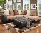 Brown Bonded Leather and Tan Microfiber Sectional | All American ...