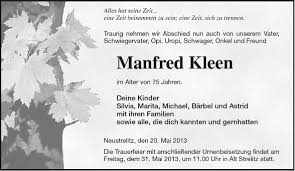 Manfred Kleen-Neustrelitz, den | Nordkurier Anzeigen